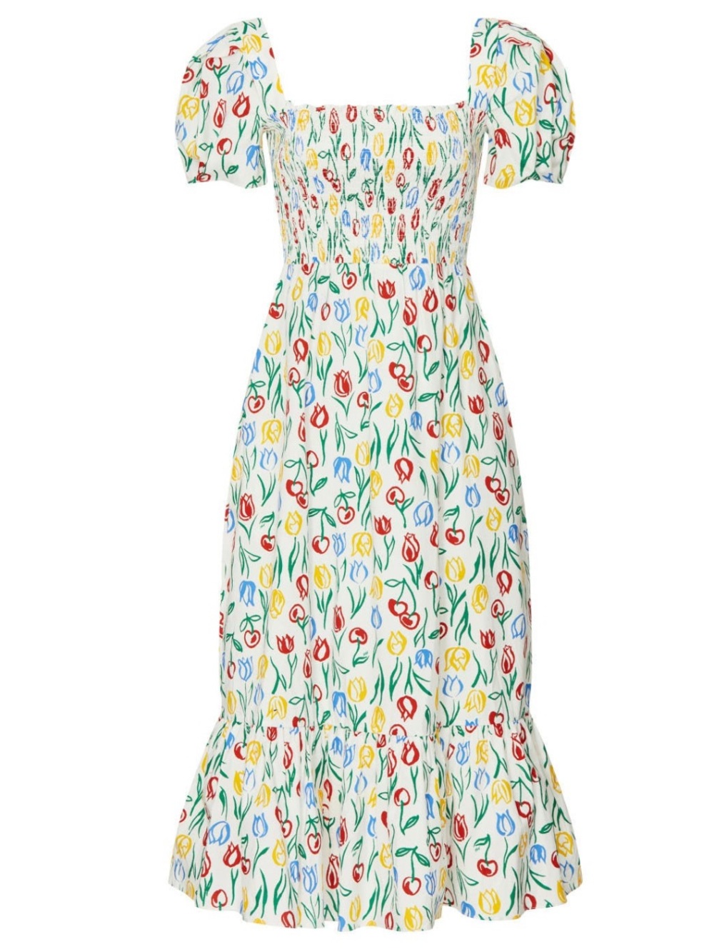 HVN Tulip Print Midi Dress